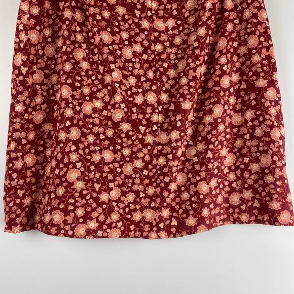Loft Faux Wrap Floral Mini Skirt Linen Blend Crimson Red Womens Size 4 - Picture 10 of 11